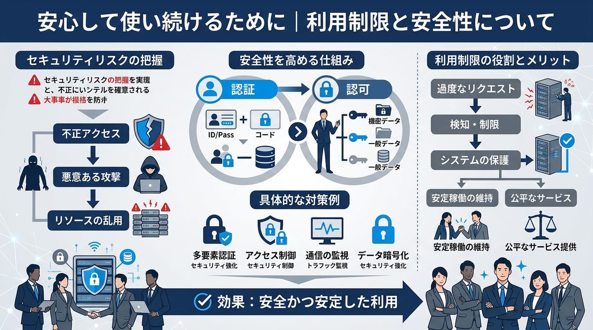 図解：安心して使い続けるために｜利用制限と安全性について