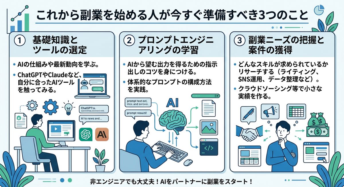 図解：これから副業を始める人が今すぐ準備すべき3つのこと