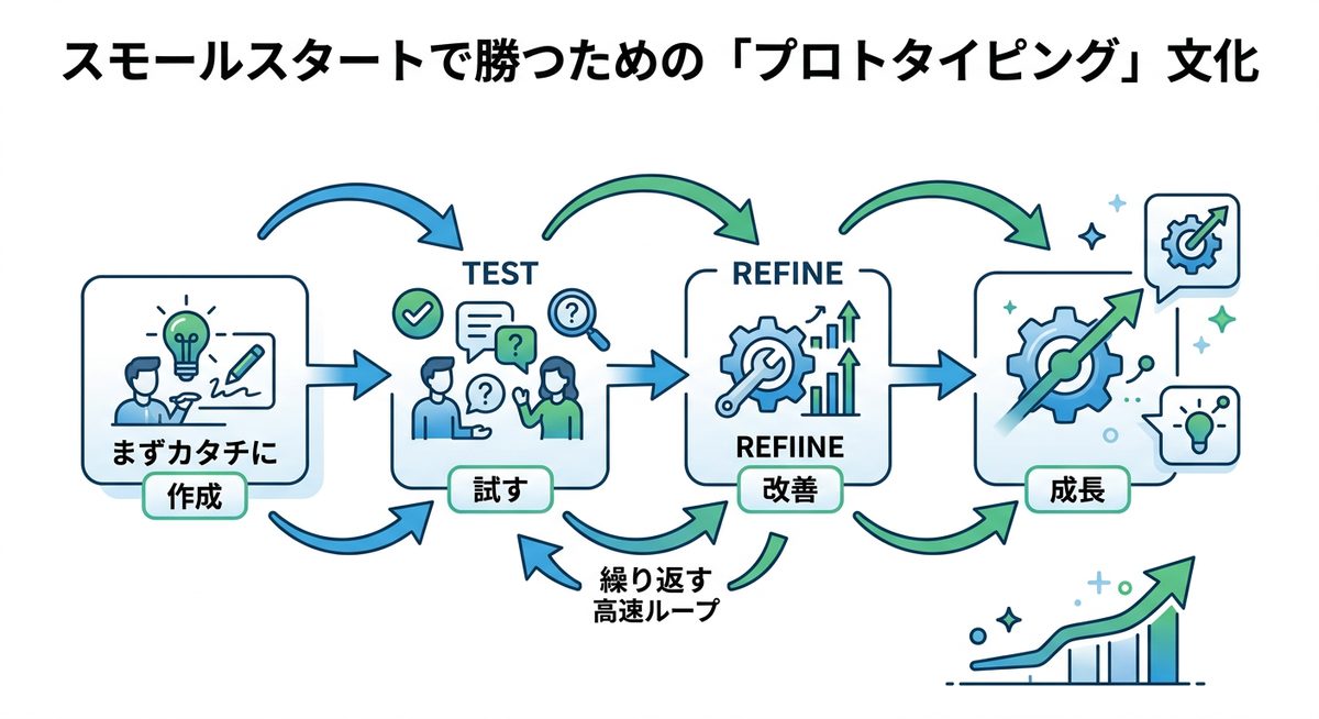 図解：スモールスタートで勝つための「プロトタイピング」文化