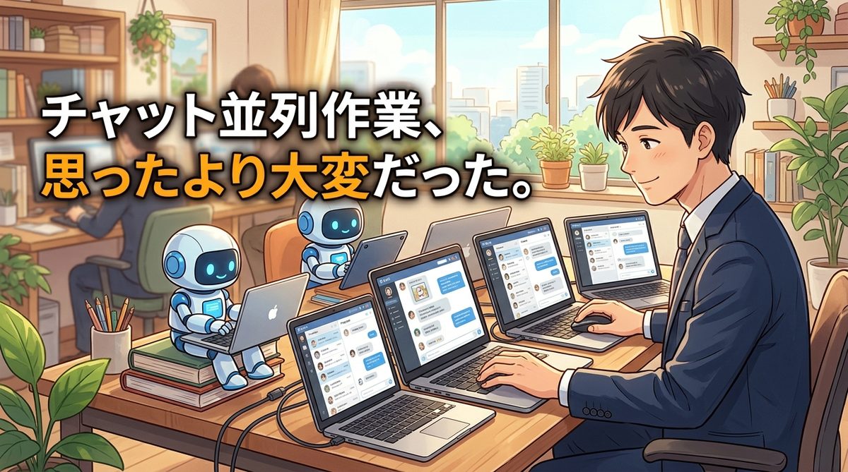 チャットを2つ並行にしたら、思った以上に大変だった