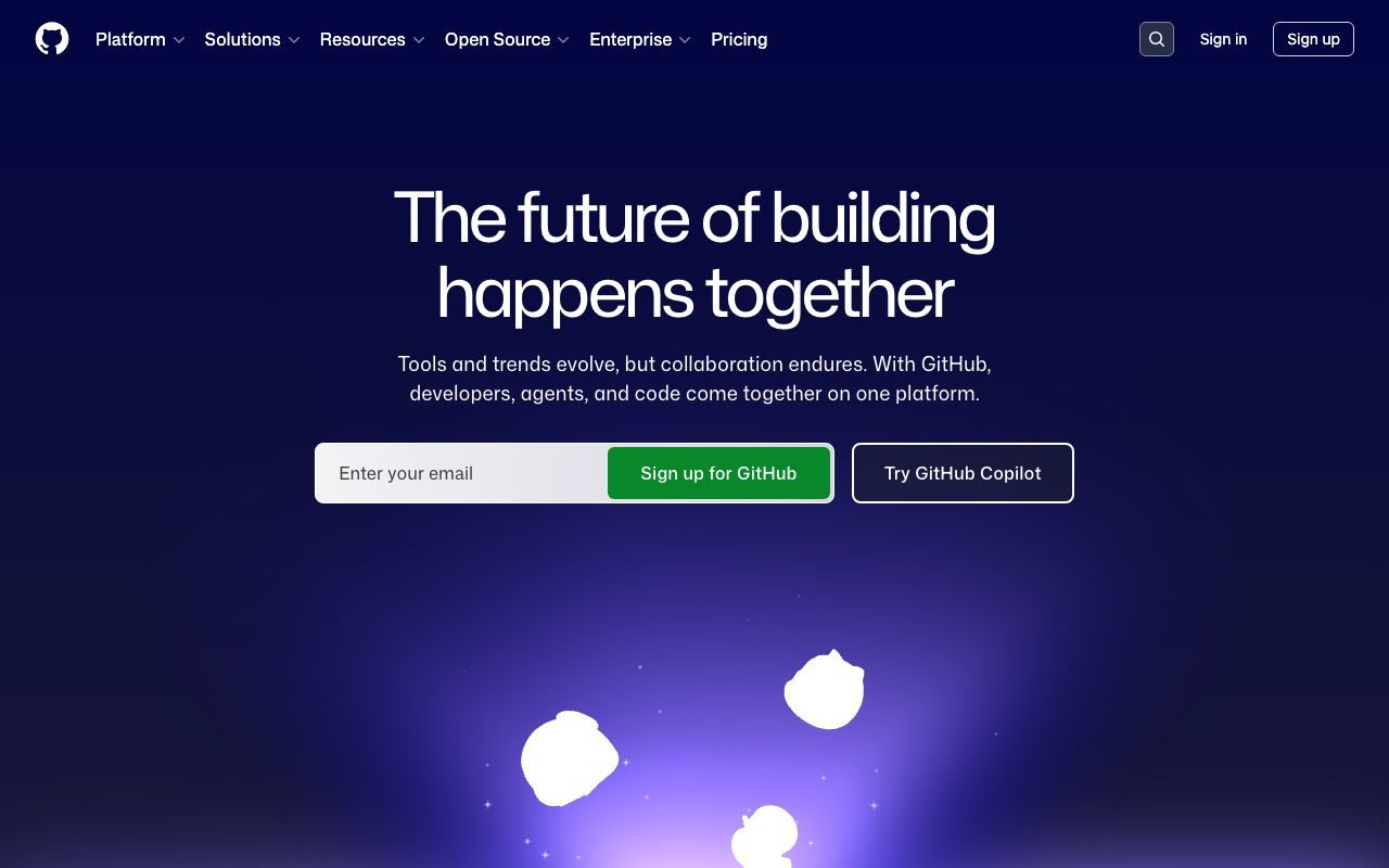 GitHubの公式サイトトップページ