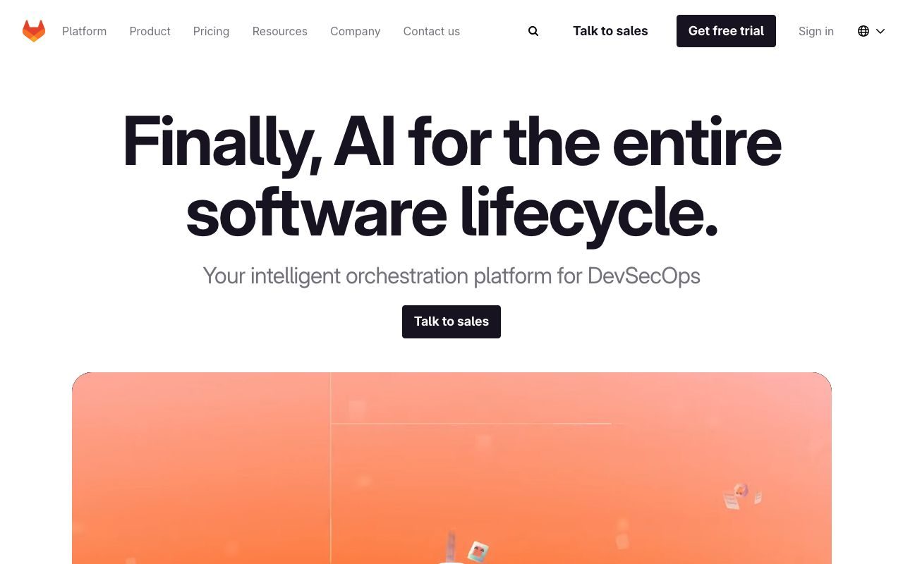 GitLabの公式サイトトップページ