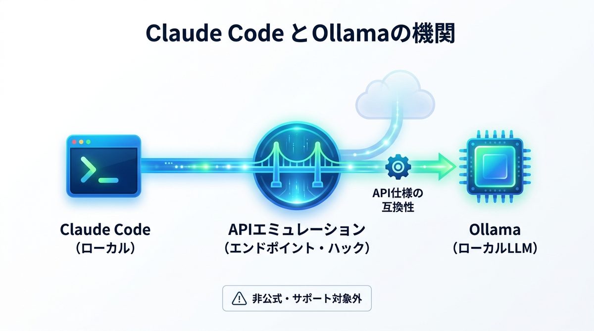 図解：Claude CodeとOllama連携の仕組みとは？【APIエミュレーションの正体】