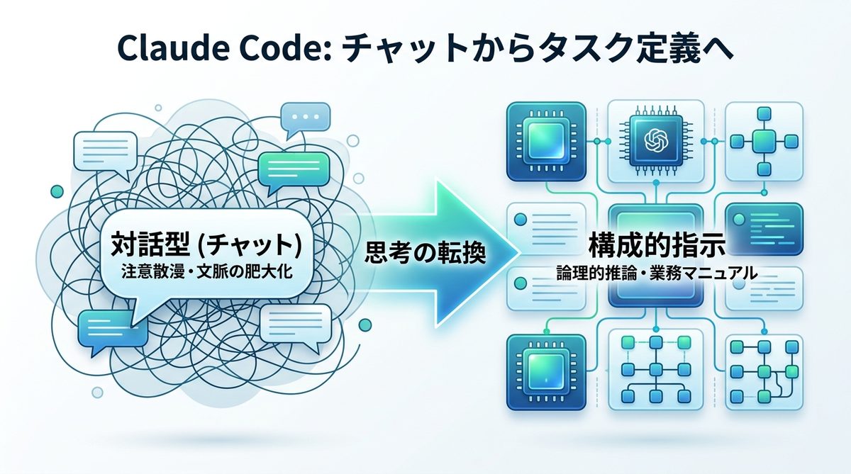図解:Claude Code プロンプトが機能しない?「チャット」から「タスク定義」への転換
