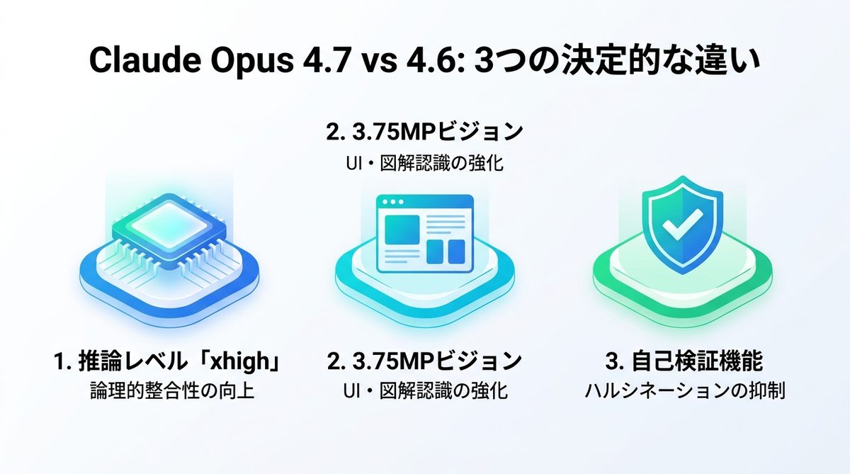 図解：Claude Opus 4.7と4.6の決定的な「3つの違い」とは？