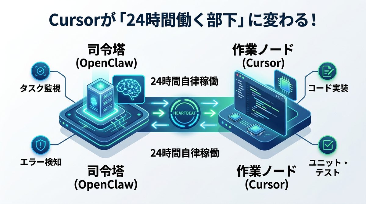図解：Cursorが「24時間働く部下」に変わる！OpenClaw連携の仕組み