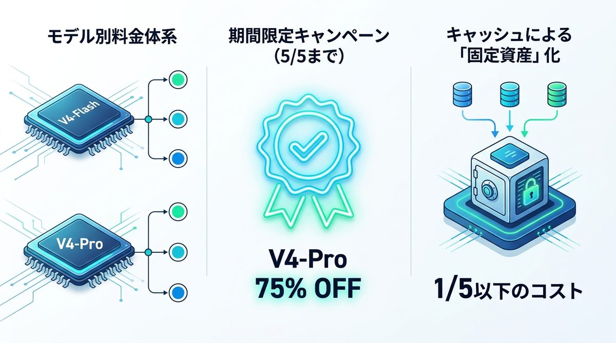 図解：DeepSeek V4料金表｜5/5までのキャンペーン価格と通常料金の比較