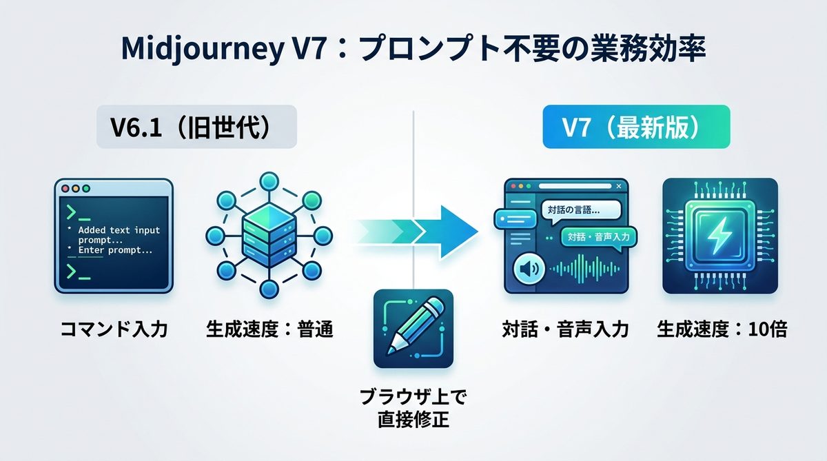 図解：Discordはもう古い？Midjourney V7が実現した「プロンプト不要」の業務効率