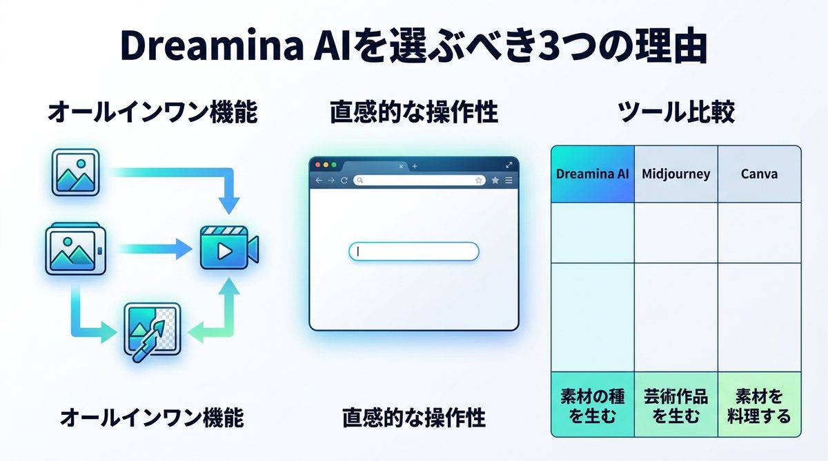 図解：Dreamina AIとは？ビジネスパーソンが選ぶべき3つの理由