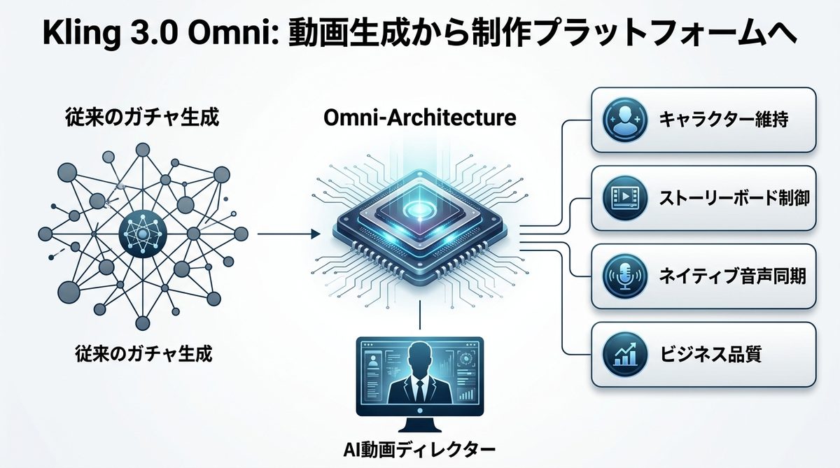 図解:Kling 3.0 Omniとは何か?「動画生成AI」が「制作プラットフォーム」に進化した背景