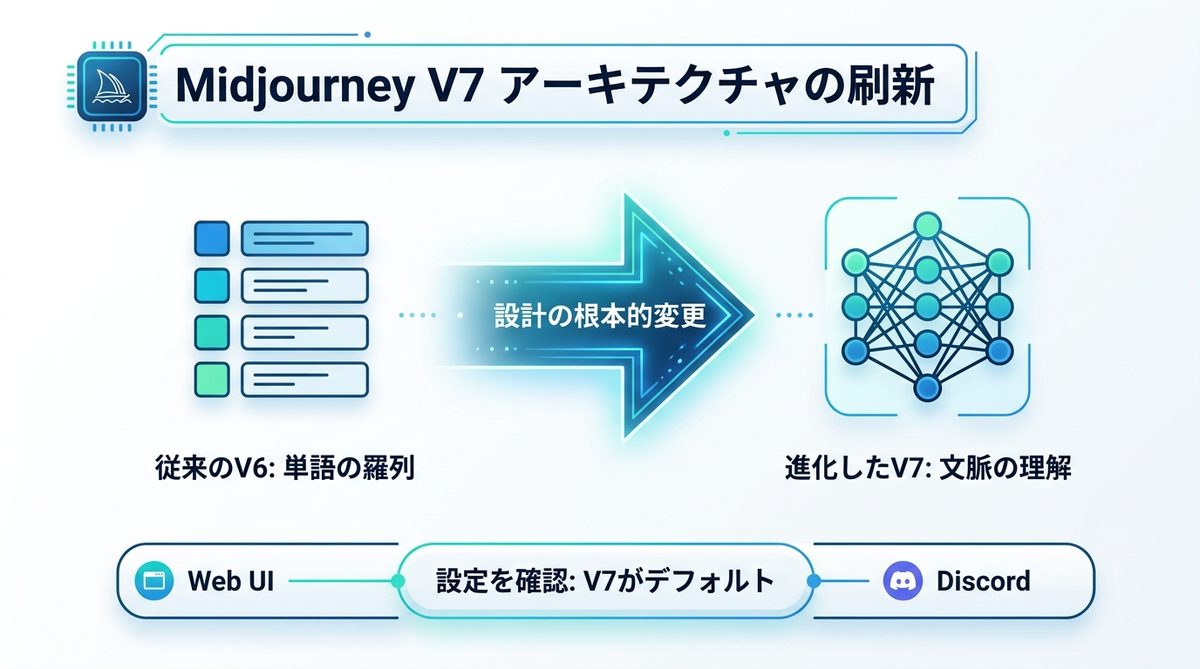 図解：Midjourney V7で「エラー？」と感じる原因は、アーキテクチャの刷新にある