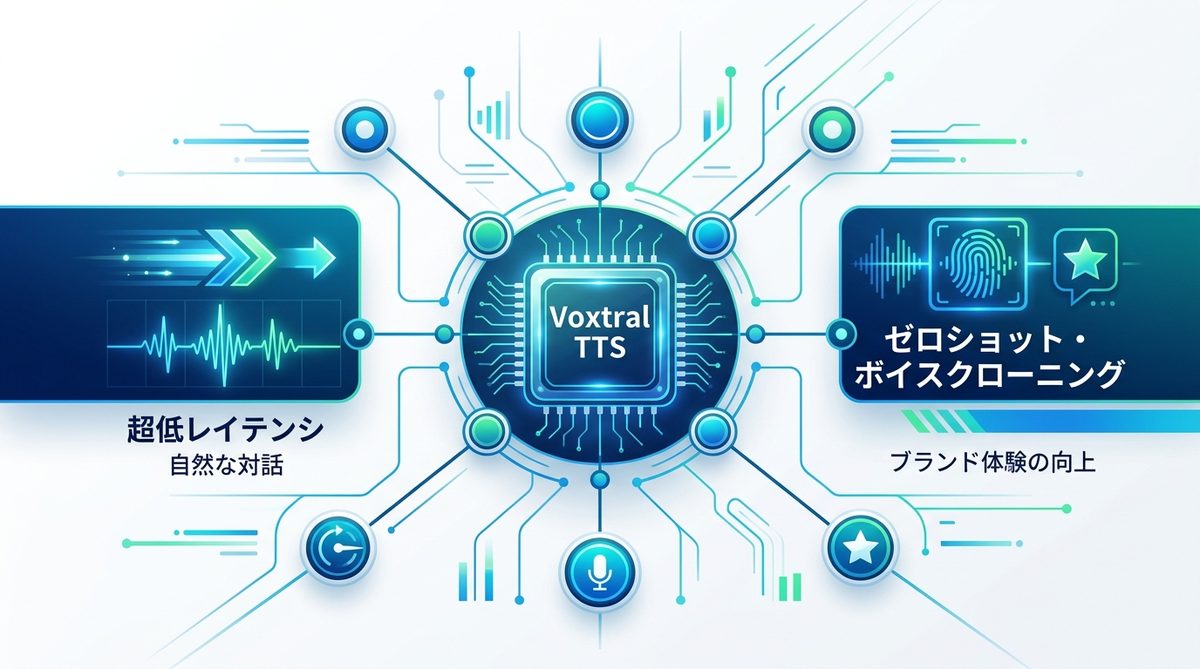 図解：Voxtral TTSとは？ビジネスで注目される「圧倒的な低レイテンシ」の価値