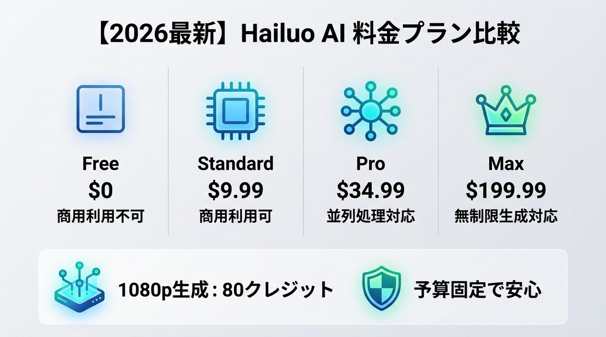 図解：【2026年最新】Hailuo AIの料金プランとクレジット消費の現実
