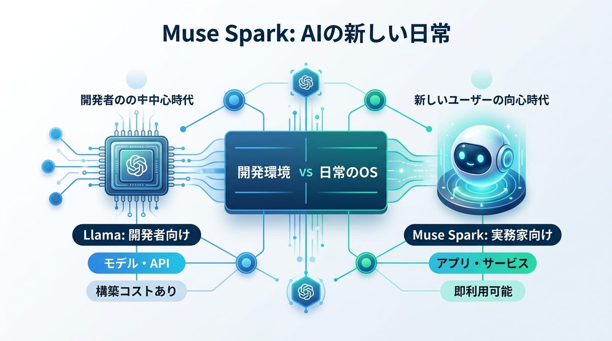 図解：【2026年最新】Muse Sparkとは？Metaが仕掛けるAIの新しい日常