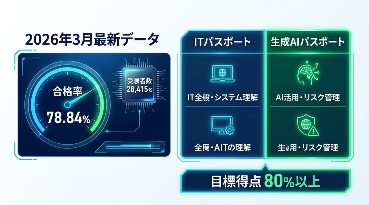 図解：【2026年最新】生成AIパスポートの合格率と難易度を分析
