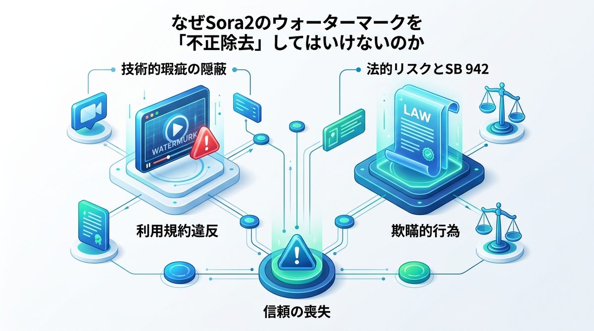 図解：なぜSora2のウォーターマークを「不正除去」してはいけないのか