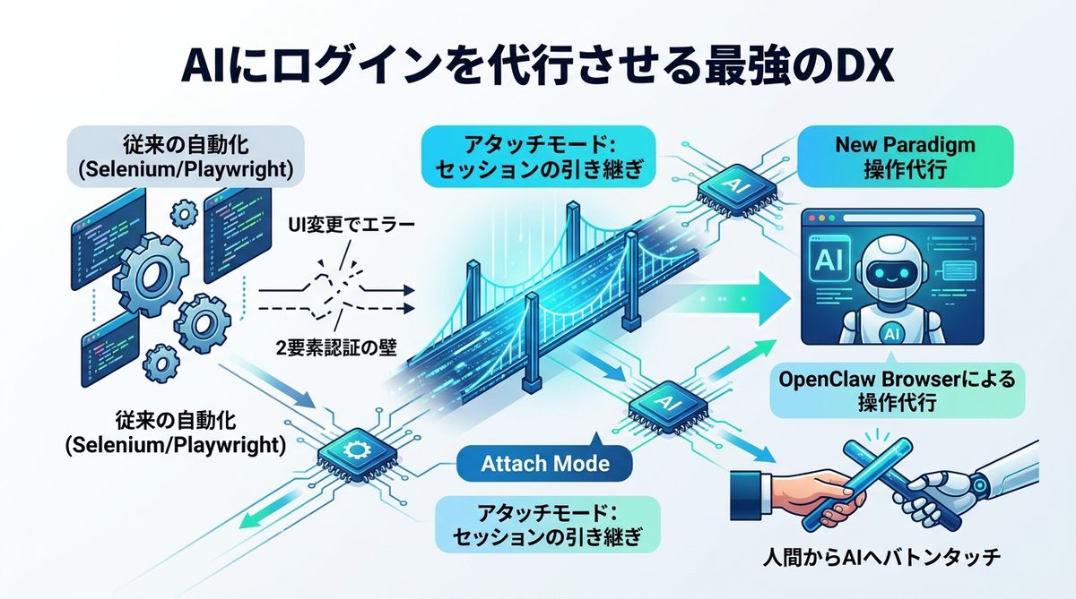 図解：なぜ「AIにログインを代行させる」のが最強のDXなのか
