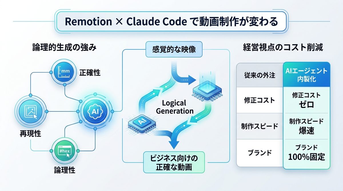図解：なぜ「Remotion × Claude Code」なのか？動画制作の常識が変わる理由