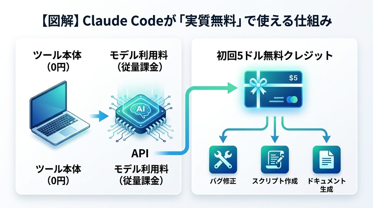 図解：【図解】Claude Codeが「実質無料」で使える仕組みとは