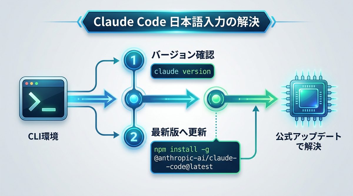図解：【重要】Claude Codeの日本語入力は「アップデート」で解決する
