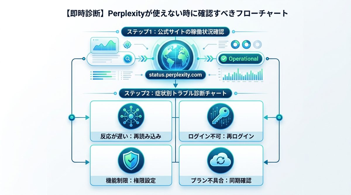 図解：【即時診断】Perplexityが使えない時に確認すべきフローチャート