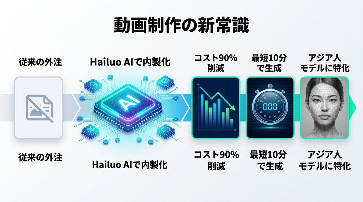 図解：【動画制作費を9割削減】Hailuo AIで実現するビジネス動画の新常識