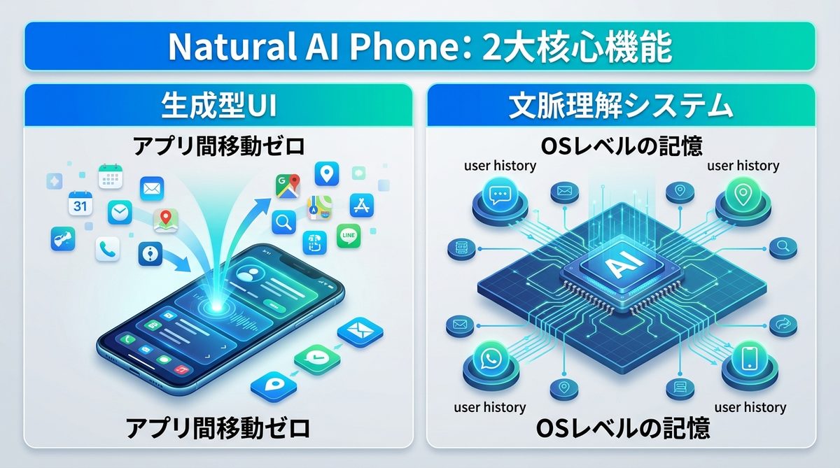 図解：アプリの壁を超える！Natural AI Phoneの「2大核心機能」
