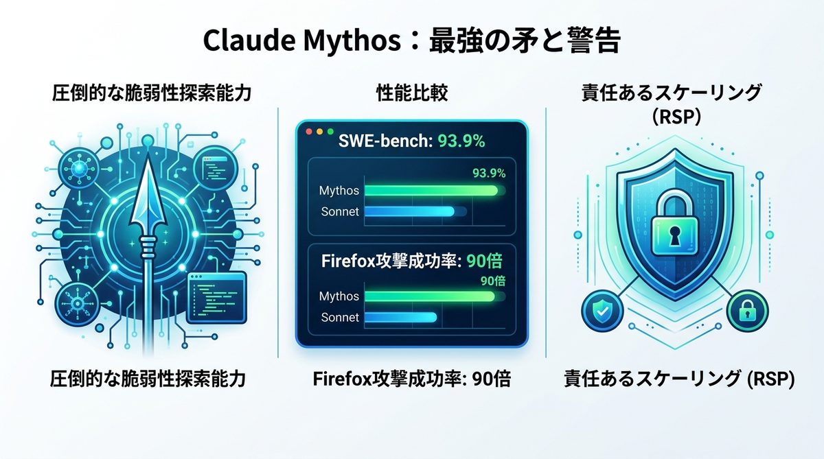 図解:なぜ「最強の矛」は隠されたのか?Claude Mythosが突きつけた警告