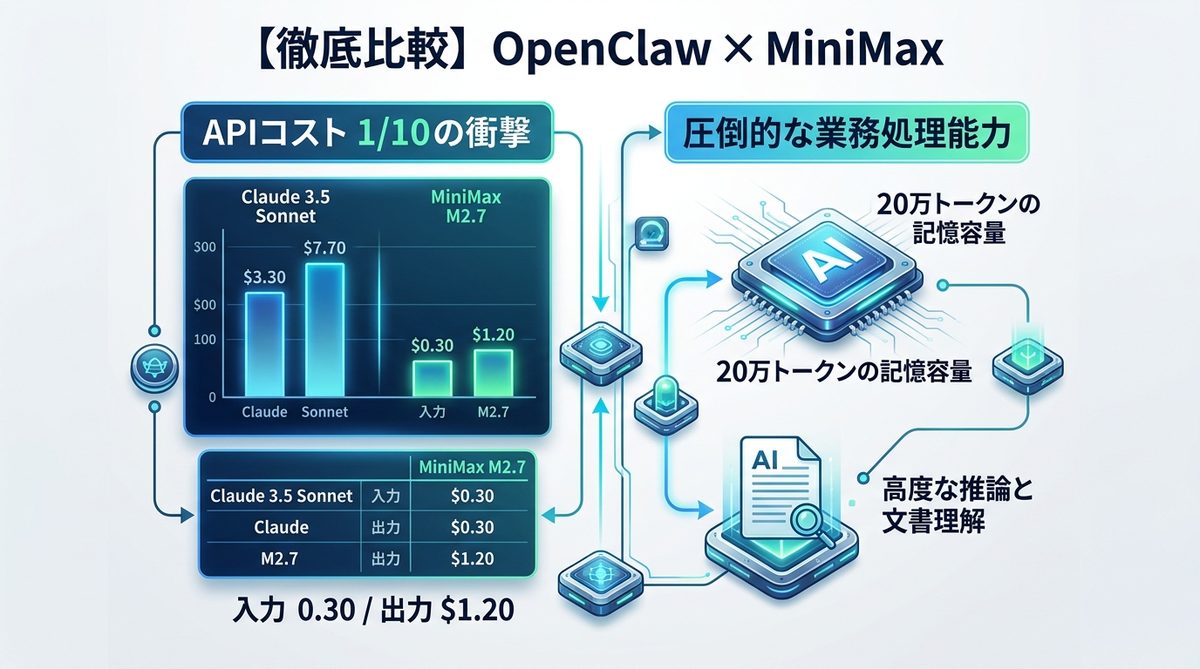 図解：【徹底比較】なぜ今、賢い経営者はOpenClaw × MiniMaxを選ぶのか