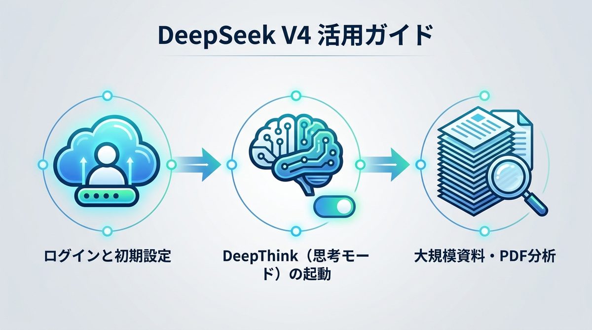 図解：DeepSeek V4の使い方は？登録から「DeepThink」起動までを完全ガイド
