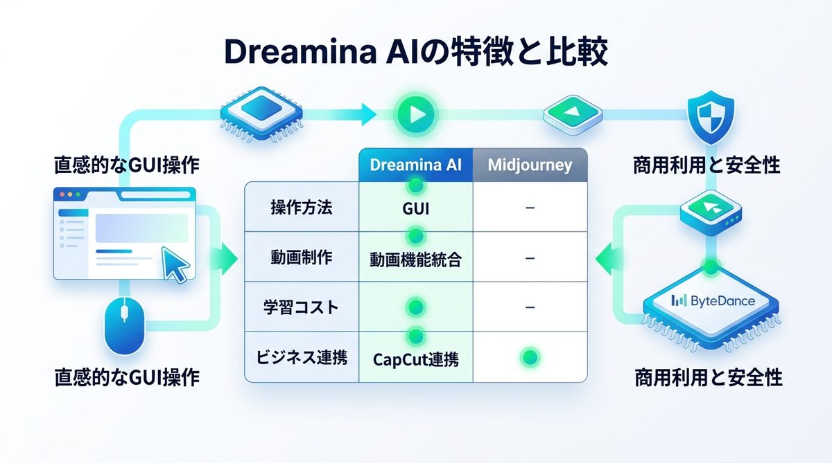 図解：Dreamina AIとは何か？特徴と競合ツールとの違い