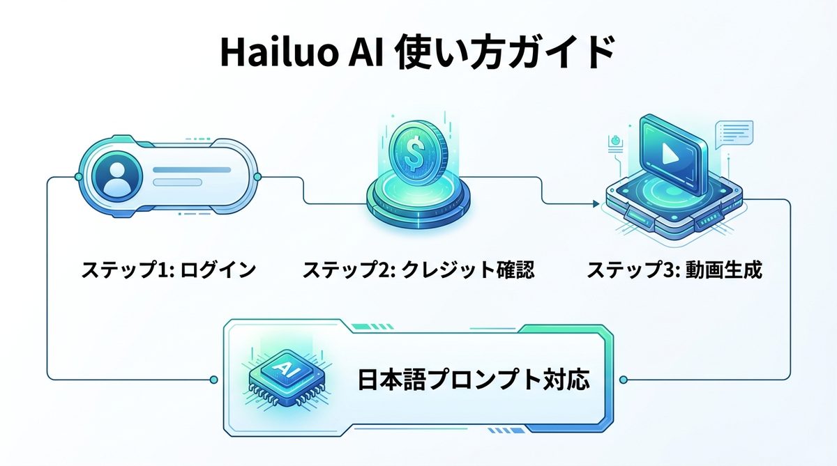 図解：【3分で完了】Hailuo AIの基本的な使い方と登録手順