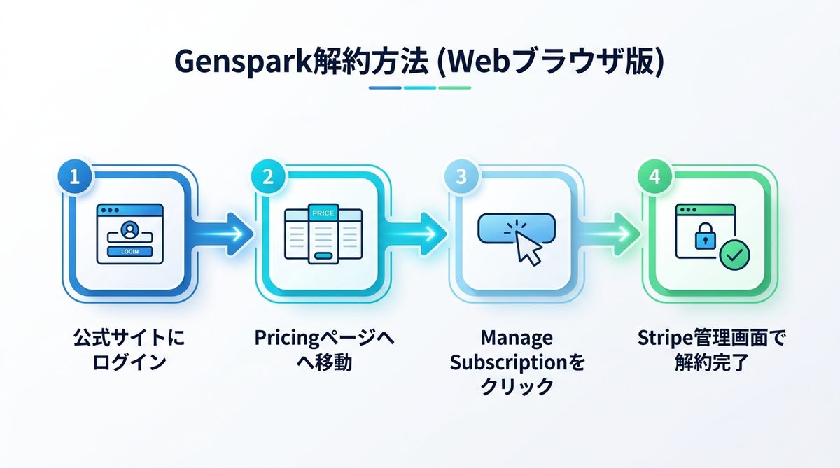 図解：【Webブラウザ版】Gensparkの解約方法｜Stripe管理ポータルへの遷移