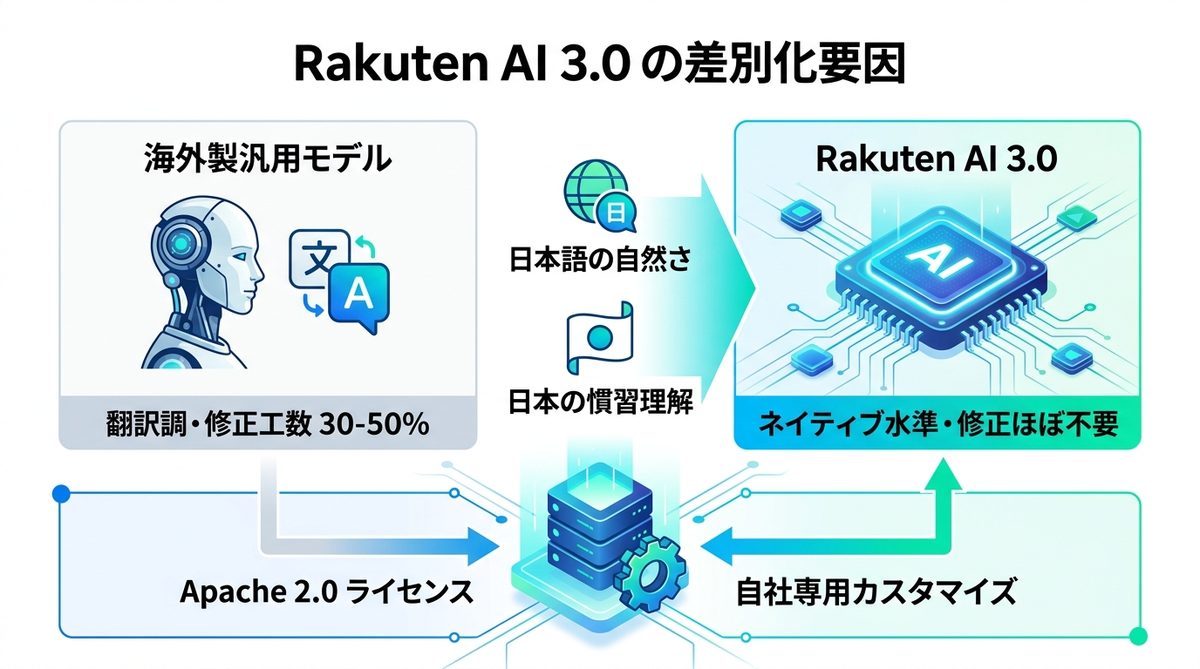 図解：海外製AIと何が違う？Rakuten AI 3.0でできることの差別化要因