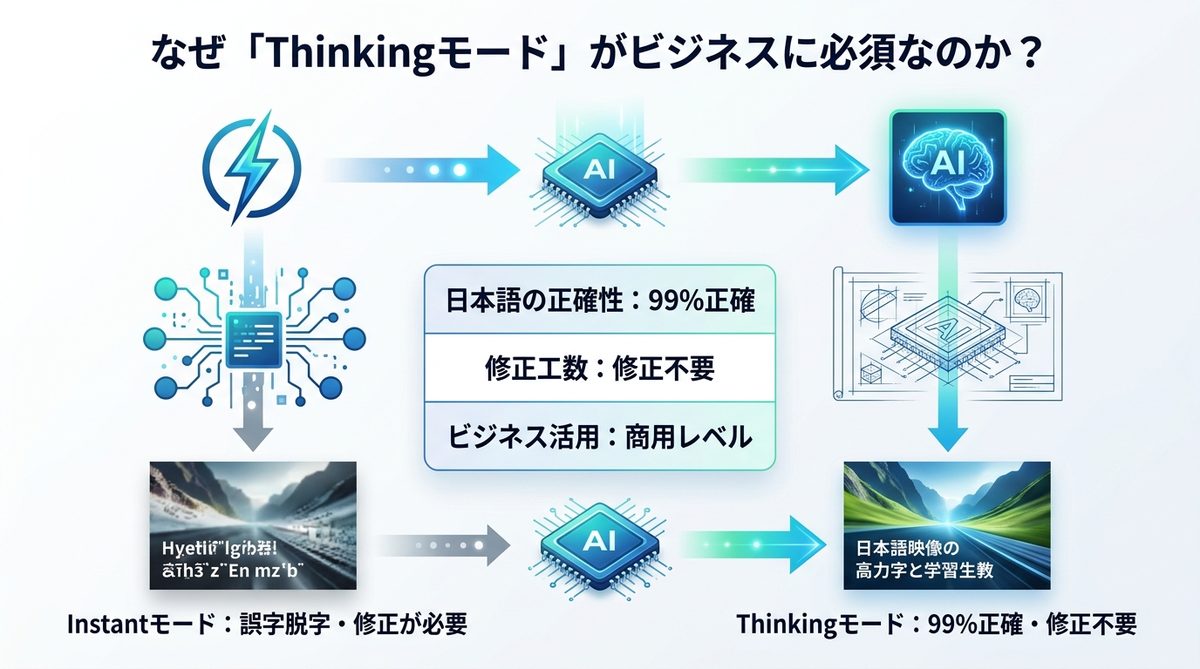 図解：なぜ「Thinkingモード」がビジネスに必須なのか？Instantとの比較検証