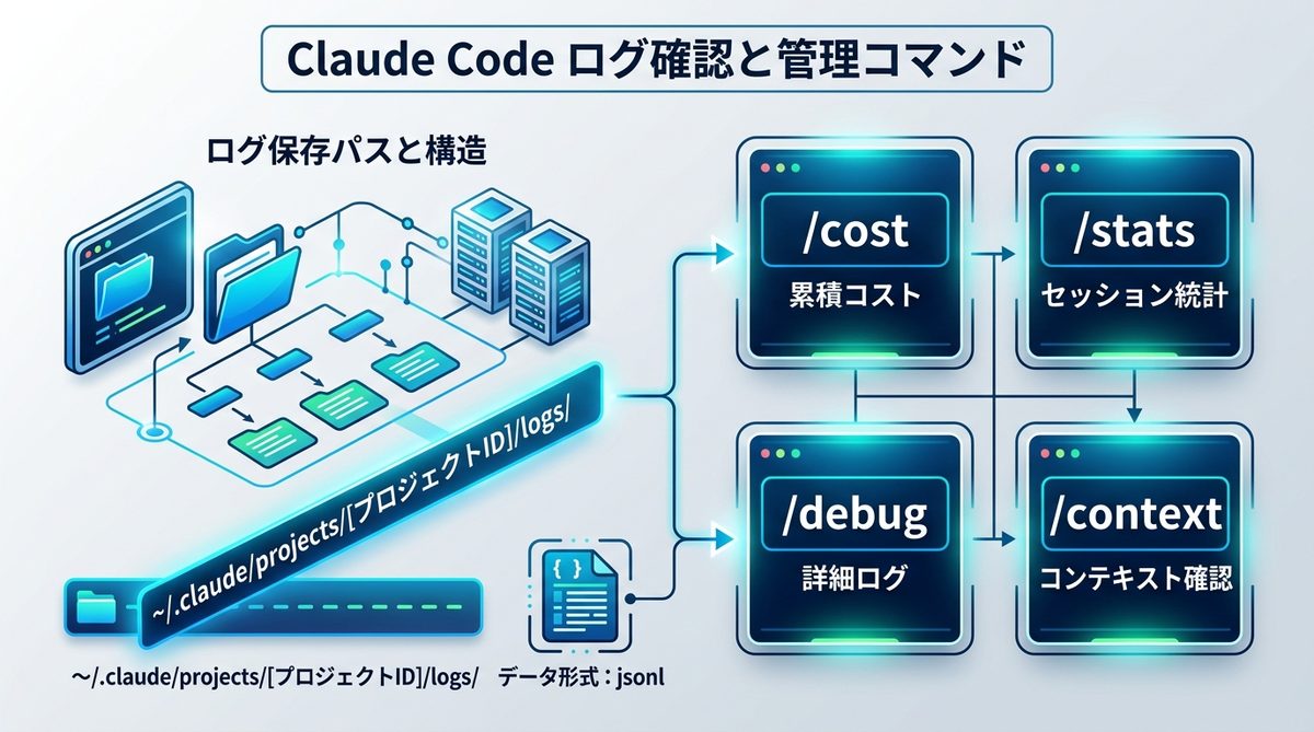 図解：【基本編】Claude Codeのログ確認と保存パスの全貌