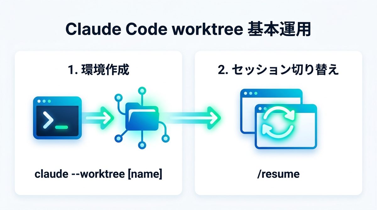 図解:【即実践】Claude Code worktreeの基本運用とコマンド操作