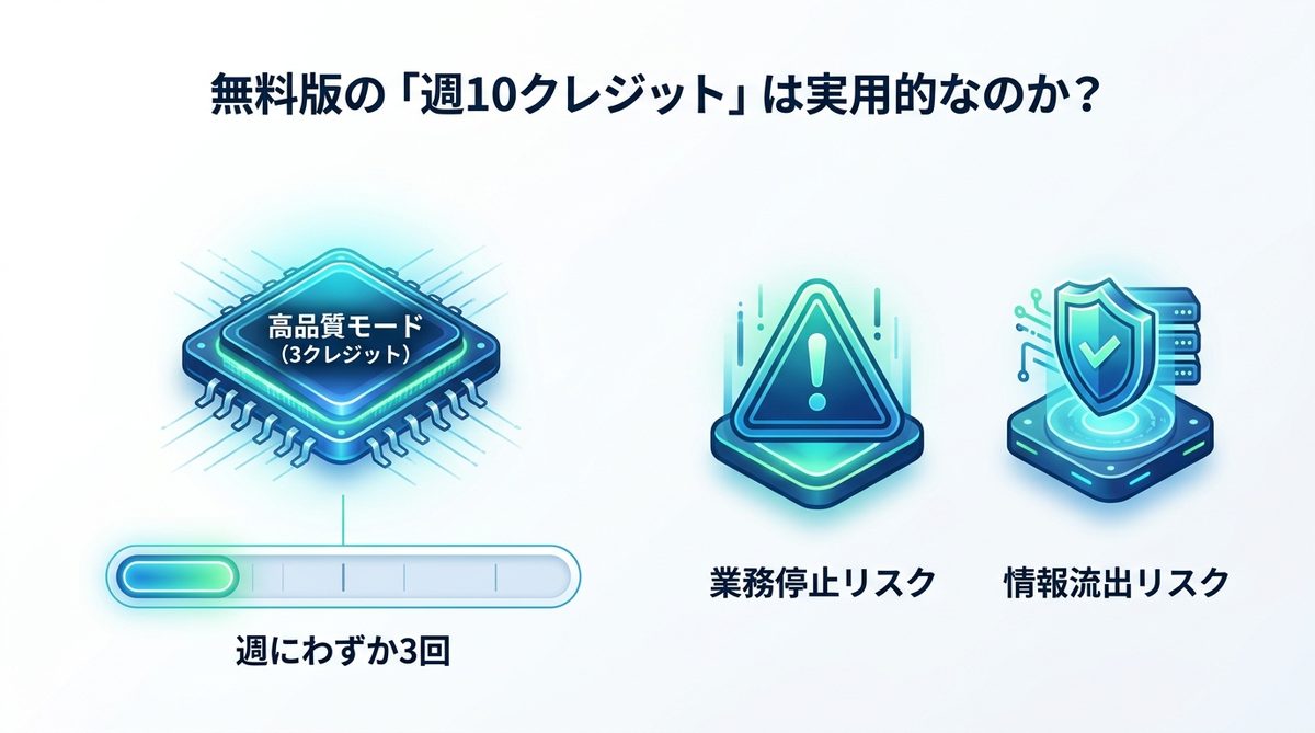 図解：無料版の「週10クレジット」は実用的なのか？