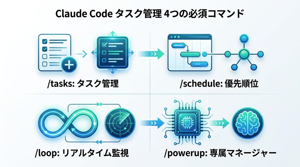 図解:【基本操作】Claude Codeの「タスク管理」を使いこなす4つの必須コマンド