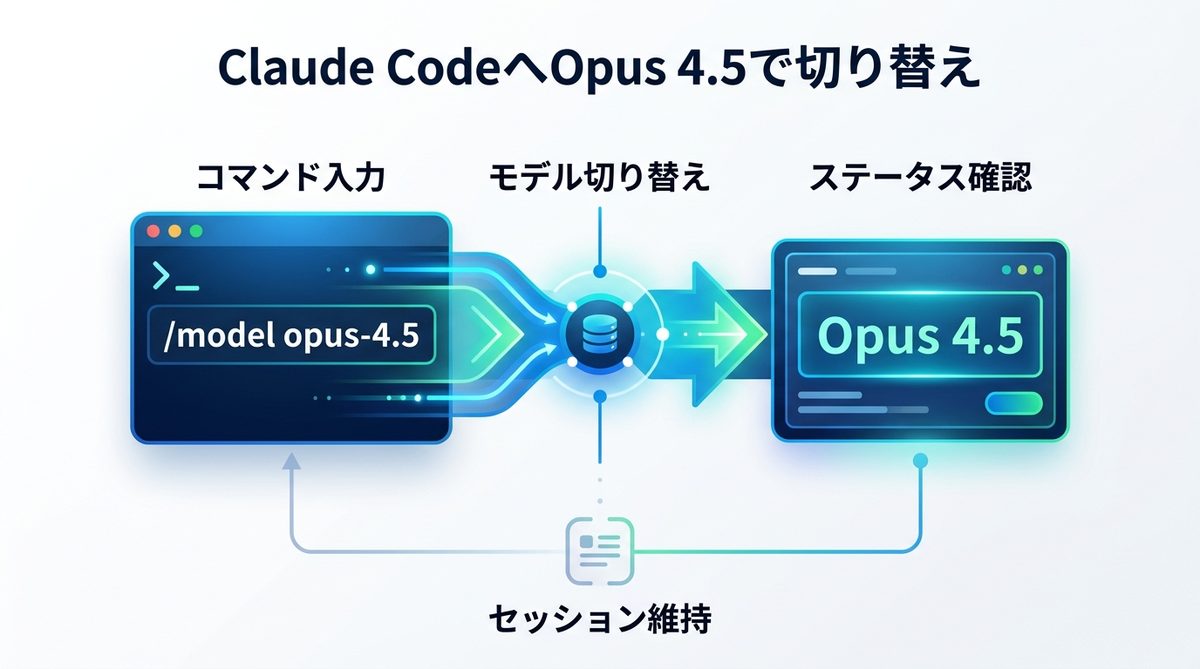 図解：【完全ガイド】Claude Codeで「Opus 4.5」に切り替える手順