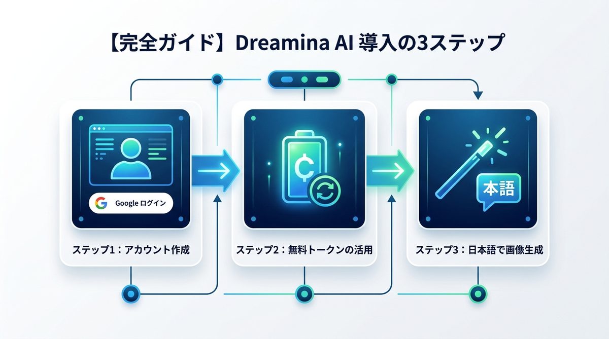 図解：【完全ガイド】Dreamina AIの登録から生成までの3ステップ