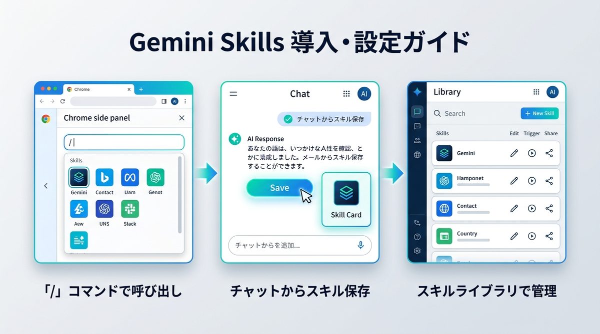 図解：【完全ガイド】Gemini Skills Chromeの導入と初期設定手順