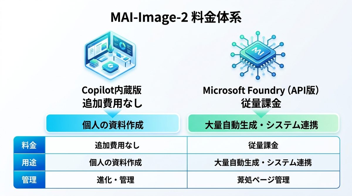 図解：【完全ガイド】MAI-Image-2の料金体系は？2つの利用方法を整理