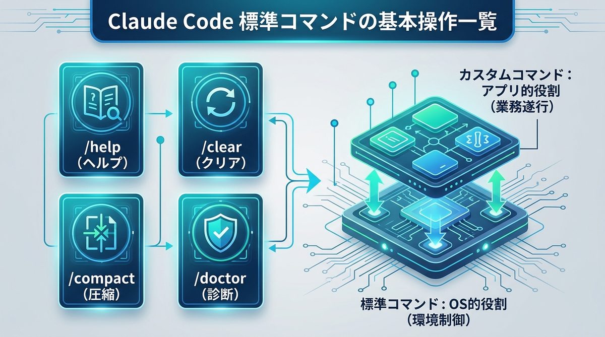図解:まずはここから!Claude Code標準コマンドの基本操作一覧