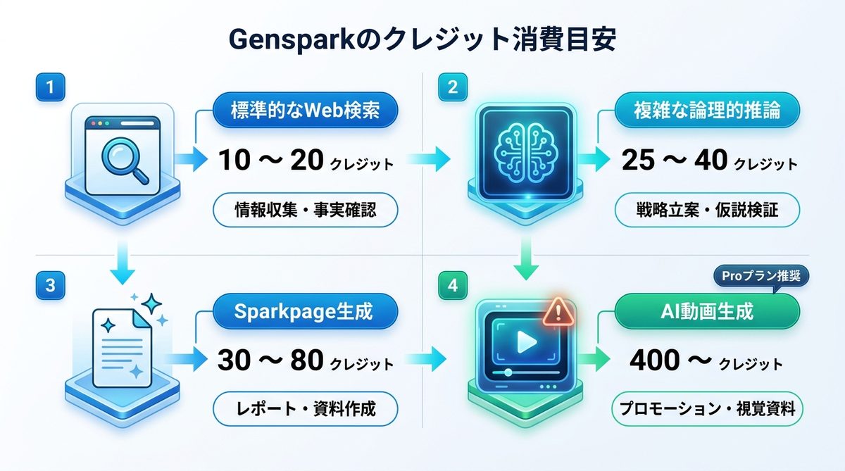 図解：実務でどれくらい減る？Gensparkのクレジット消費目安を徹底検証
