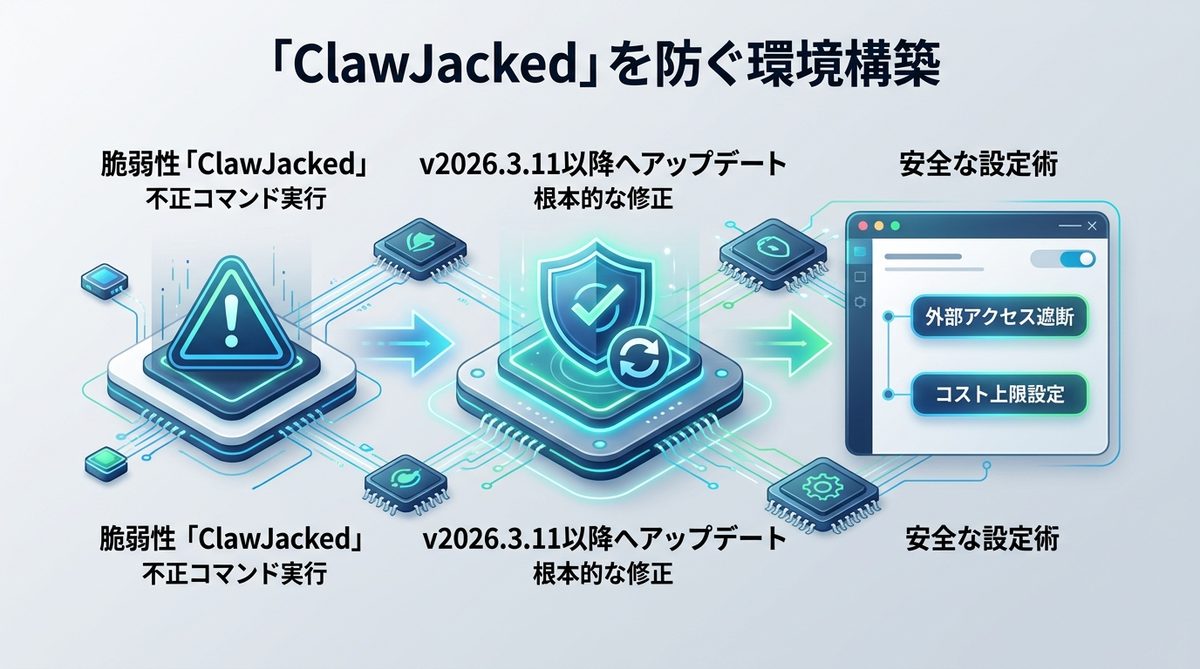 図解：【緊急】セキュリティ対策を怠らない！「ClawJacked」を防ぐ環境構築