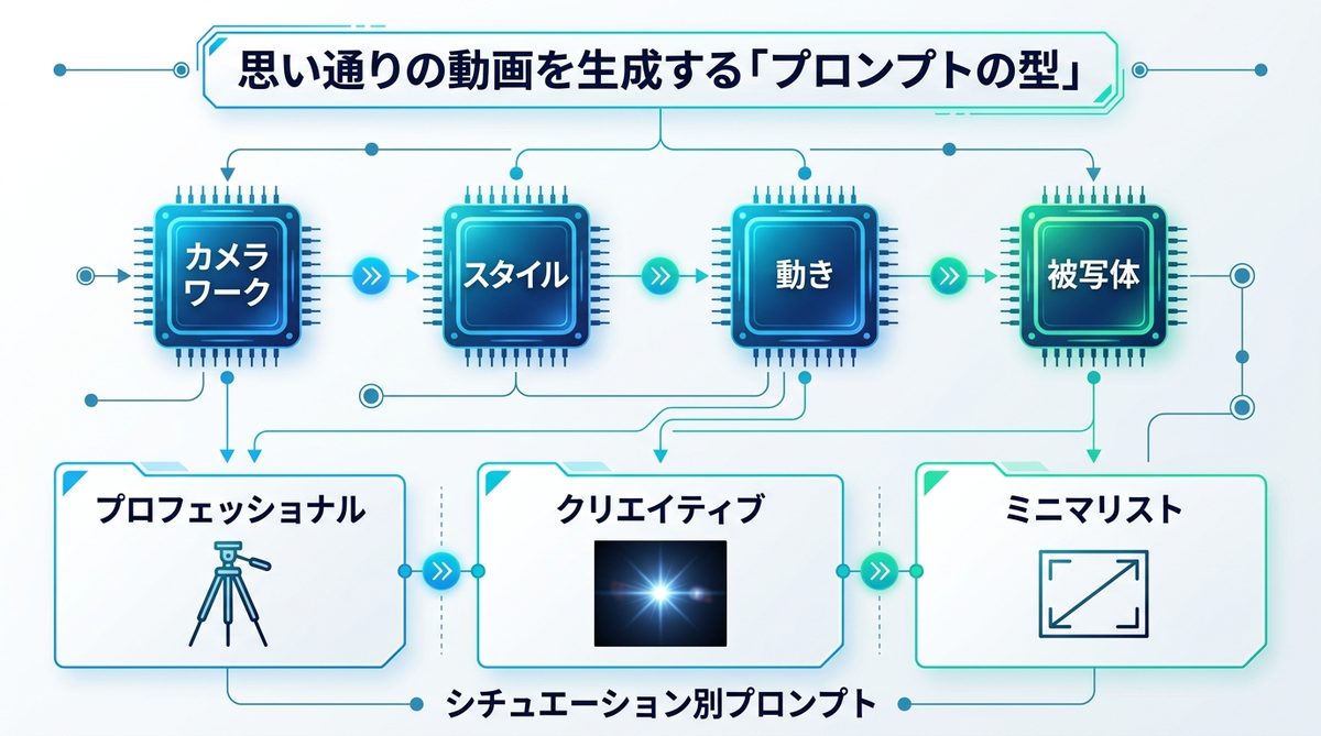 図解：【実践】思い通りの動画を生成する「プロンプトの型」