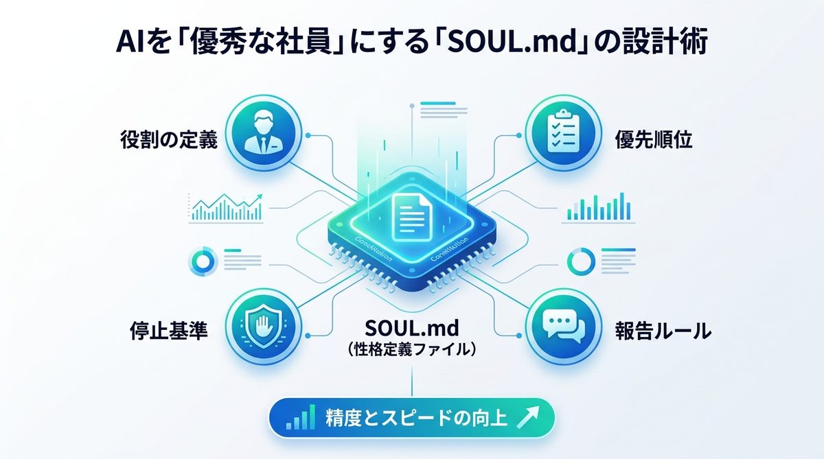 図解：AIを「優秀な社員」にする「SOUL.md」の設計術