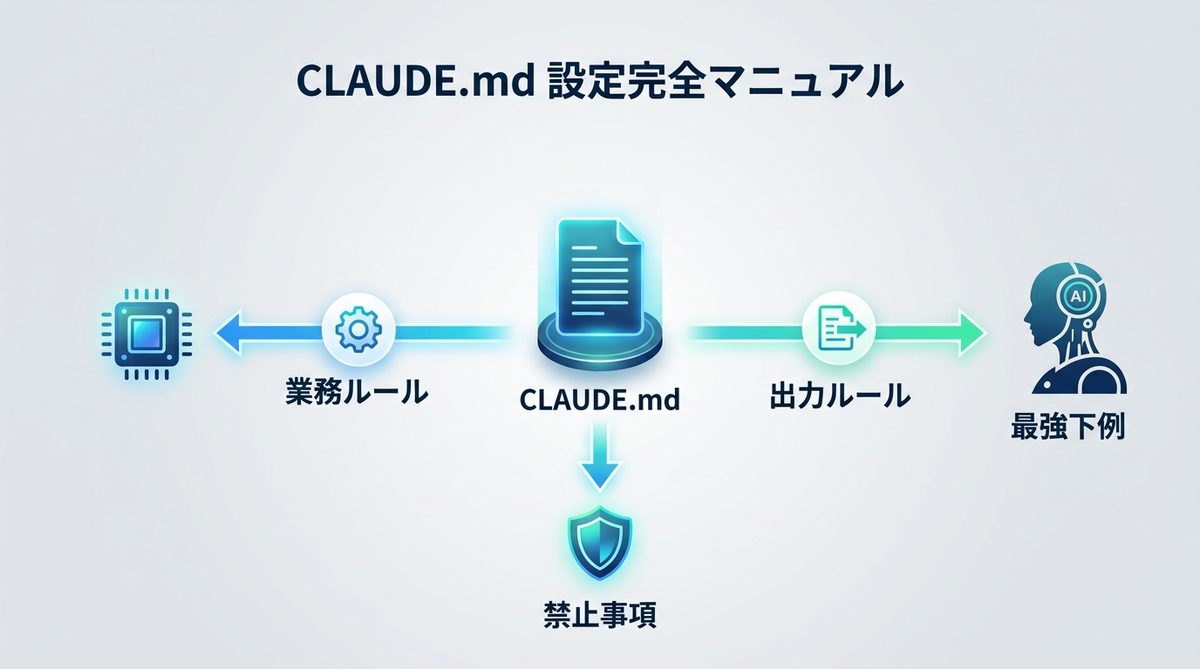 図解：AIの「思考の癖」を教える！魔法の指示書「CLAUDE.md」設定完全マニュアル