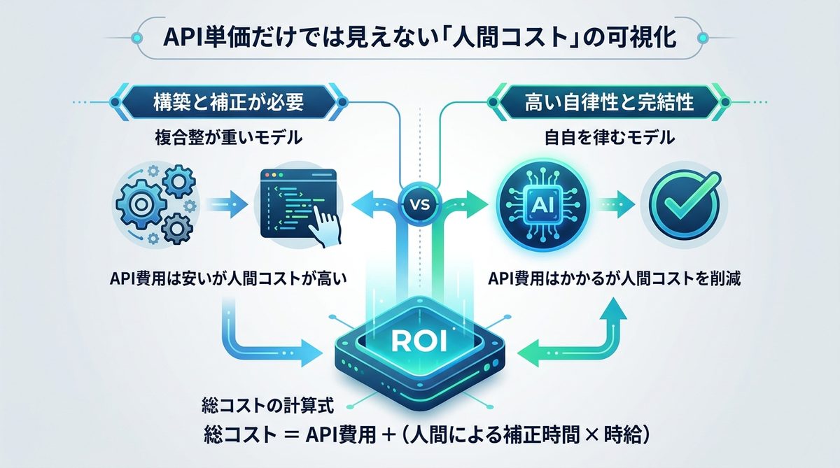 図解：API単価だけでは見えない「人間コスト」の可視化